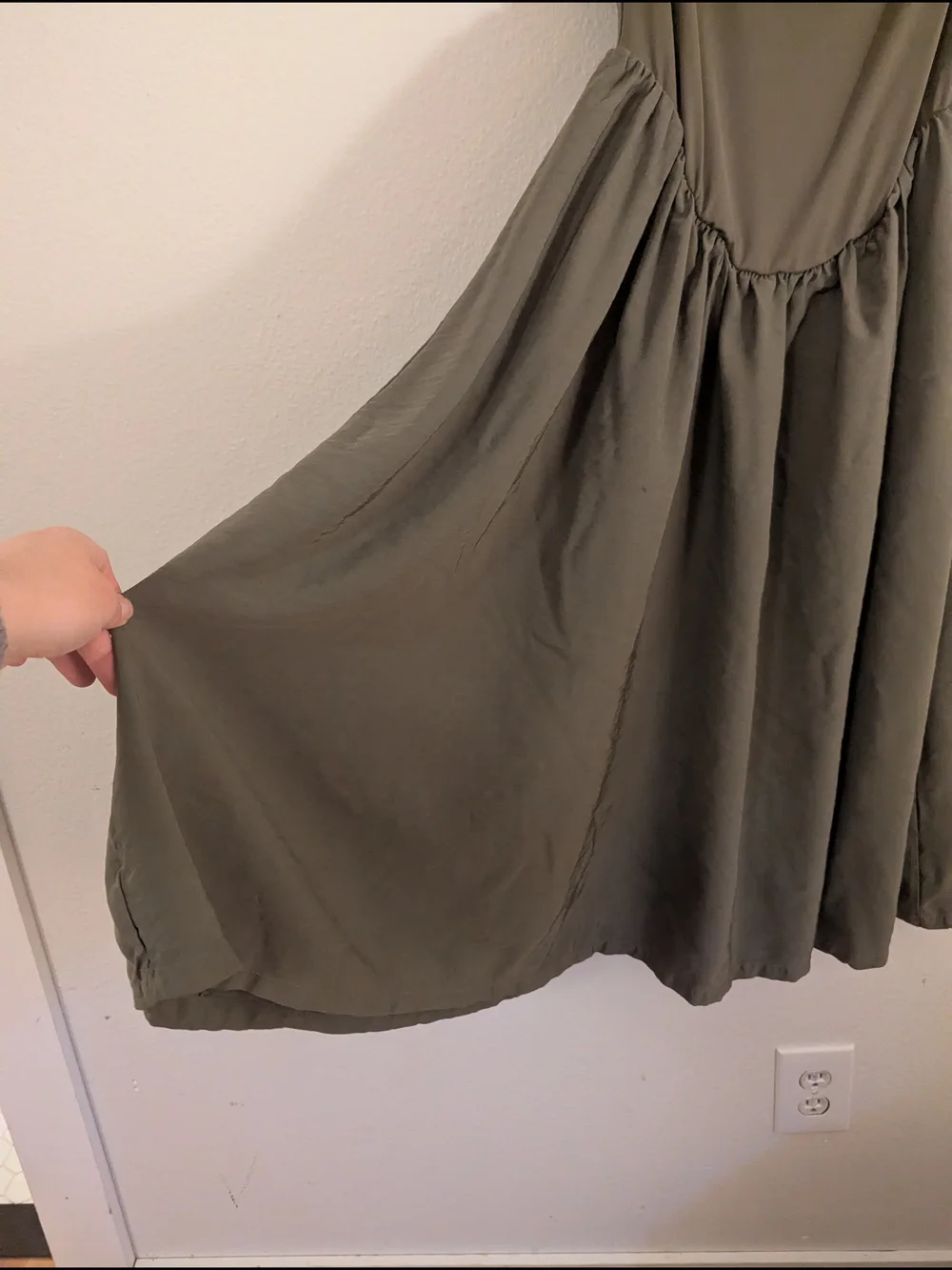 Olive Green Short Sleeve Square Neck Women's Dress - Picture 3 of 4